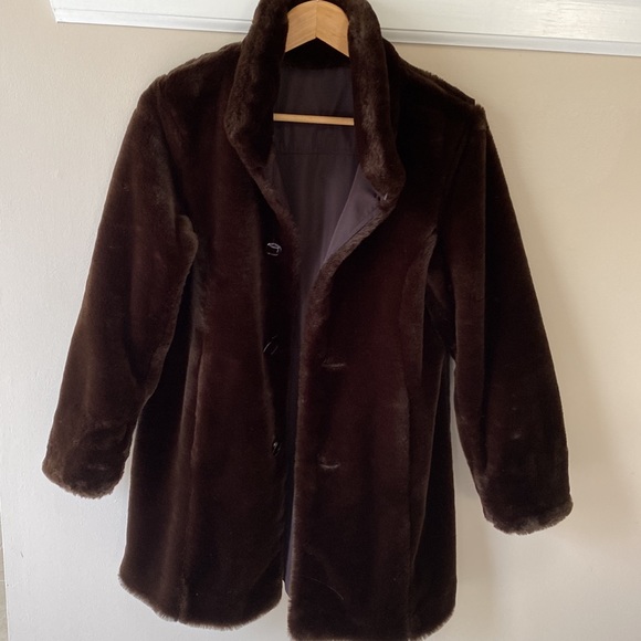 NEW Brown Water Resistant Reversible Faux Fur Coat - Picture 7 of 9